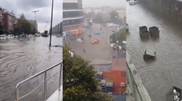 İstanbul’u sağanak yağış vurdu! Yollar adeta dereye döndü…
